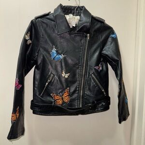 Hannah Banana Black Jacket with Colorful Butterfly Embroidery